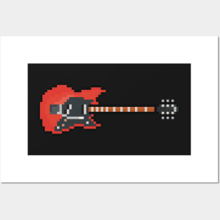 Pixel Red Hot Smashing Guitar Posters and Art